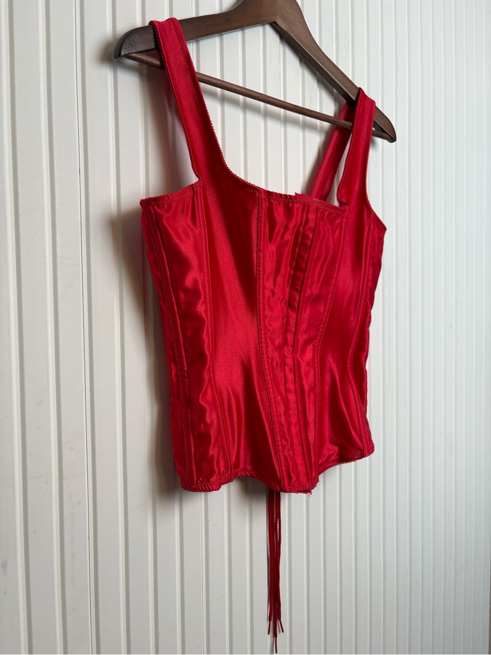 VTG Empire Intimates Red Corset 38 Boning Steampunk Regency Whimsigoth Halloween
